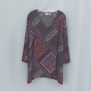 Kim Rogers 3/4 Sleeve Tunic Blouse